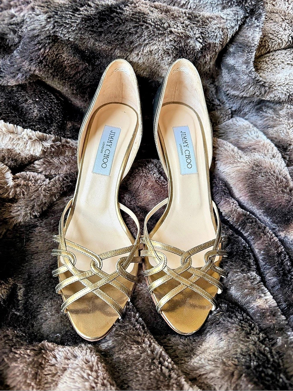 Jimmy Choo Lantern Gold Strappy Heels EU 38.5 (8)